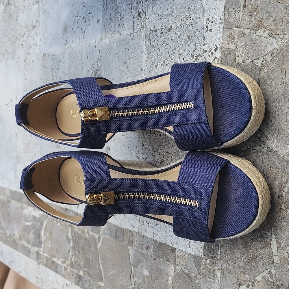 Michael Kors Blue Denim Wedges 8.5